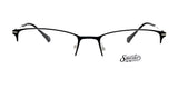 The Smoke TRIPLE CROWN Eyeglasses, available in size 52, boast a sleek black rim with a fashionable minimalist design and stylish smoke-colored tint on the sides, ideal for the fashion-forward individual.