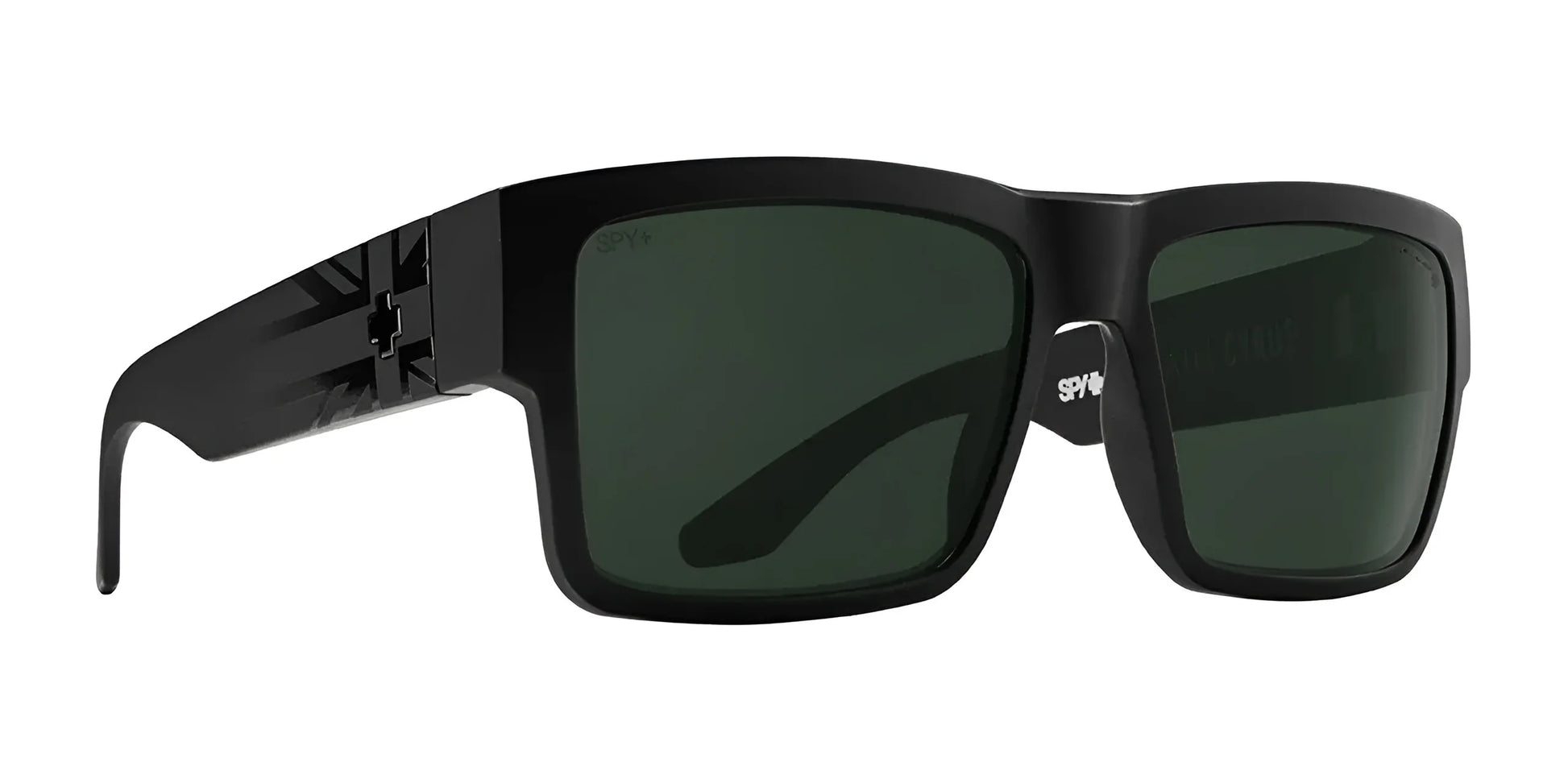 SPY CYRUS Sunglasses Soft Matte Black Flag / Happy Gray Green