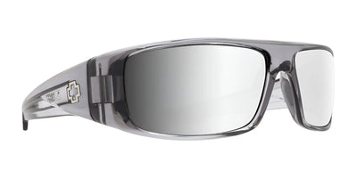 The SPY LOGAN Sunglasses | Size 61 feature clear smoke wraparound frames, a logo on the temple arm, and durable Grilamid® construction.
