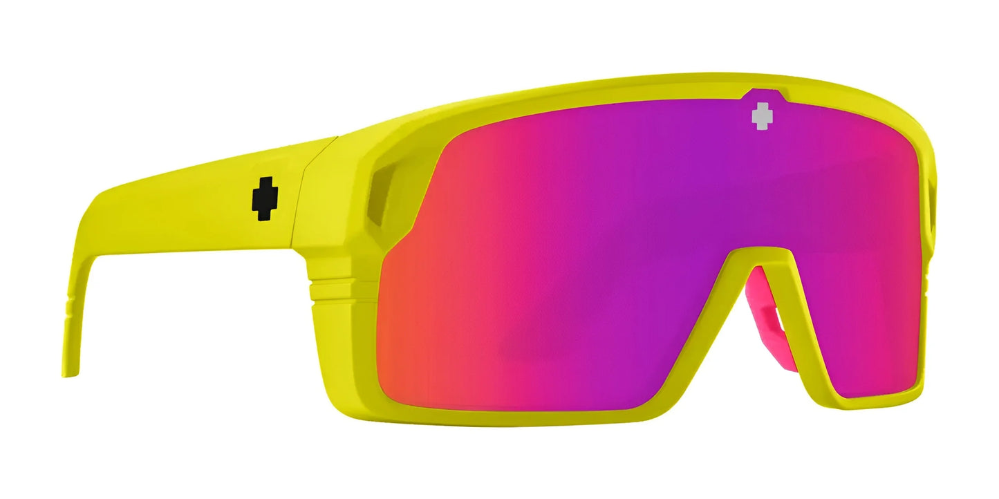 SPY Monolith Sunglasses Matte Neon Yellow / Happy Gray Green with Pink Spectra Mirror