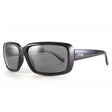 Sundog Serenity Polarized Black Crystal sunglasses by Sundog feature a black rectangular frame, polarized dark lenses with UVA/UVB protection, and a shiny "Smiley" logo on the left temple, shown against a white background.
