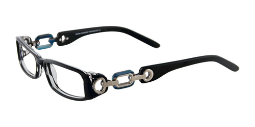 Takumi T9924 Eyeglasses with Clip-on Sunglasses / Size 49 / Black & Marbled Blue