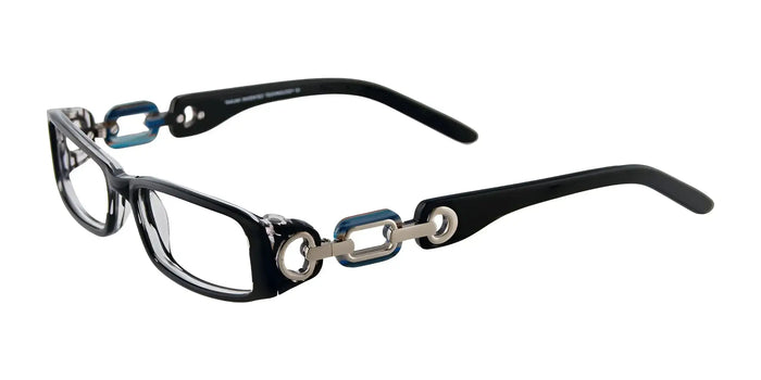Takumi T9924 Eyeglasses with Clip-on Sunglasses | Size 49 / Black & Marbled Blue