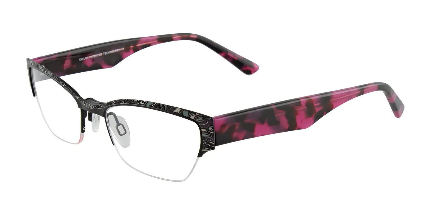 Takumi T9996 Eyeglasses with Clip-on Sunglasses Blk & Grey / Pink & Drkred