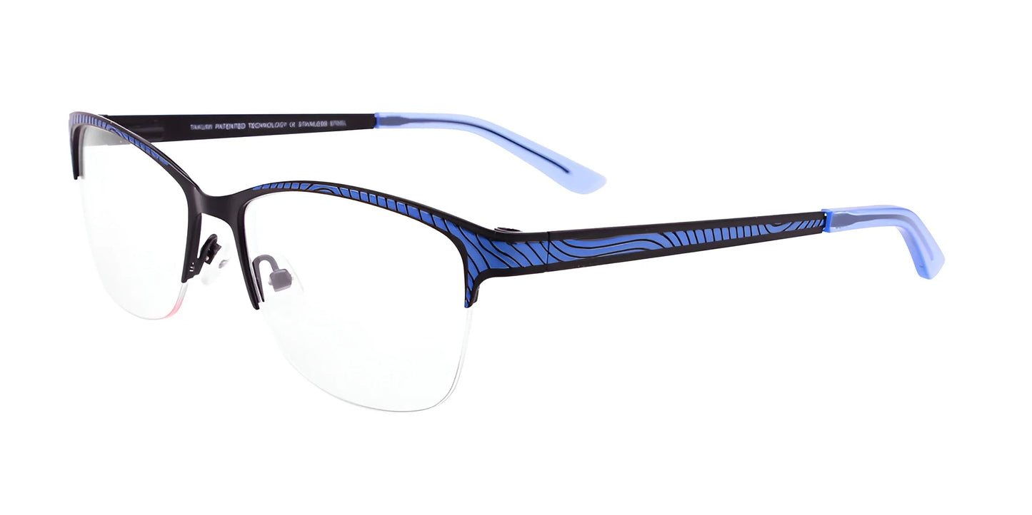 Takumi TK1021 Eyeglasses with Clip-on Sunglasses Shiny Blue & Satin Black
