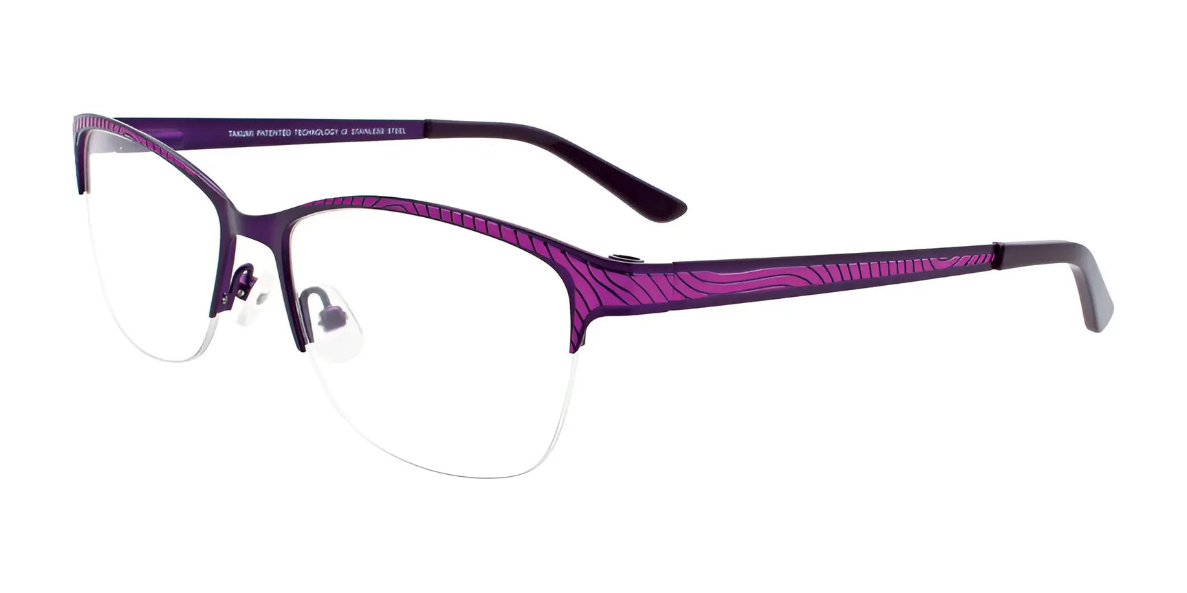 Takumi TK1021 Eyeglasses with Clip-on Sunglasses Satin Purple & Shiny Fuchsia