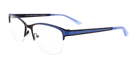 Takumi TK1021 Eyeglasses with Clip-on Sunglasses Shiny Blue & Satin Black / Blueclip