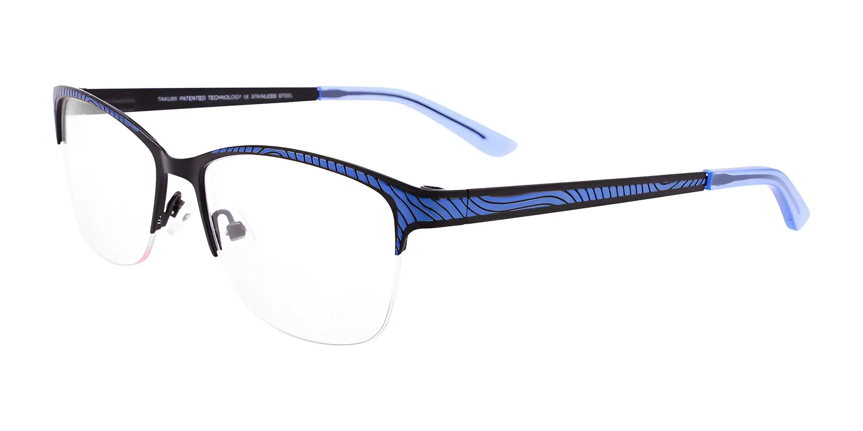 Takumi TK1021 Eyeglasses with Clip-on Sunglasses Shiny Blue & Satin Black / Kit 2 Clips