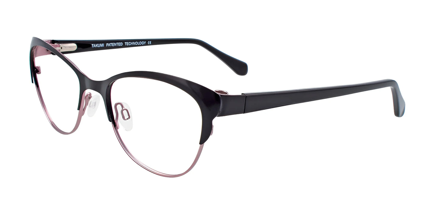 Takumi TK1027 Eyeglasses with Clip-on Sunglasses Satin Black  & Light Pink