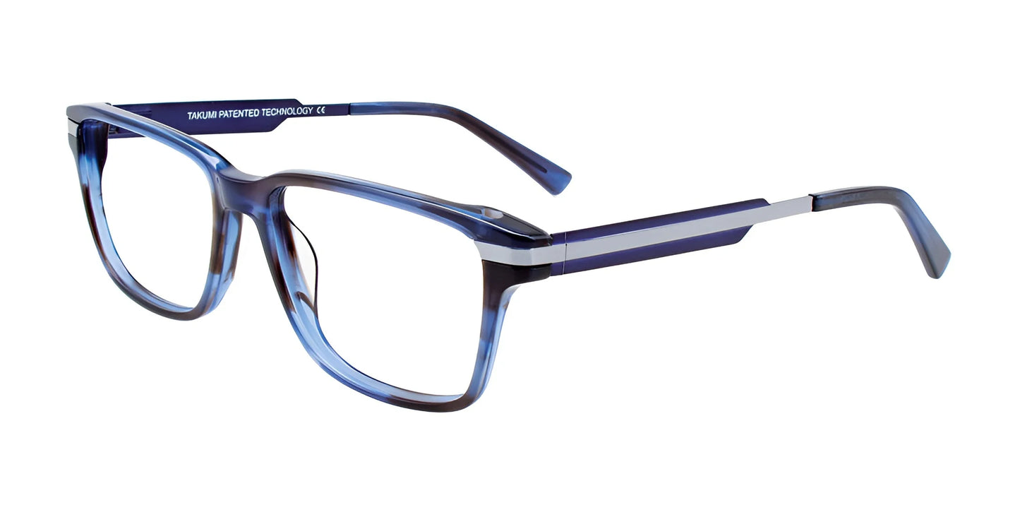 Takumi TK1031 Eyeglasses with Clip-on Sunglasses Blue Marbled