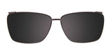 A pair of stylish black rectangular sunglasses with thin frames, resembling the Takumi TK1031 Eyeglasses with Clip-on Sunglasses by Takumi in Size 54, viewed from the front.