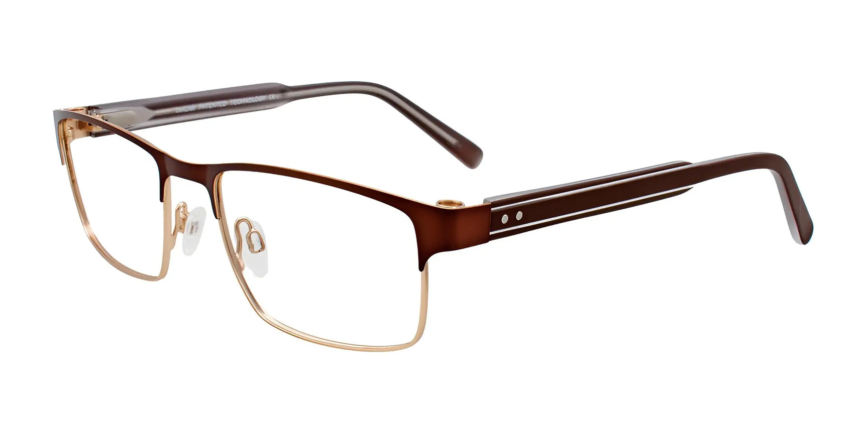 Takumi TK1033 Eyeglasses with Clip-on Sunglasses Satin Dark Brown & Gold