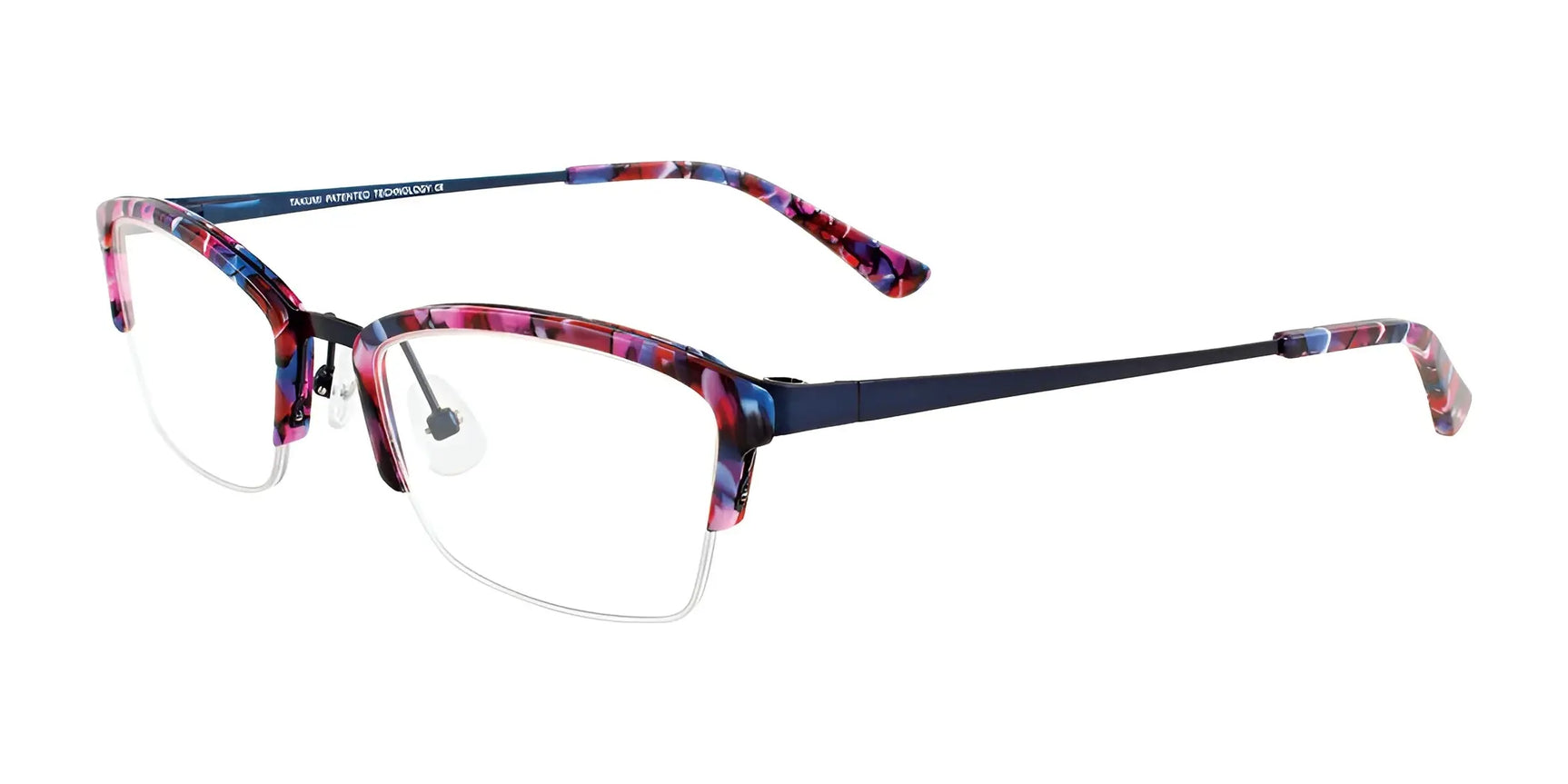 Takumi TK1034 Eyeglasses with Clip-on Sunglasses Dark Blue & Red  & Black & White