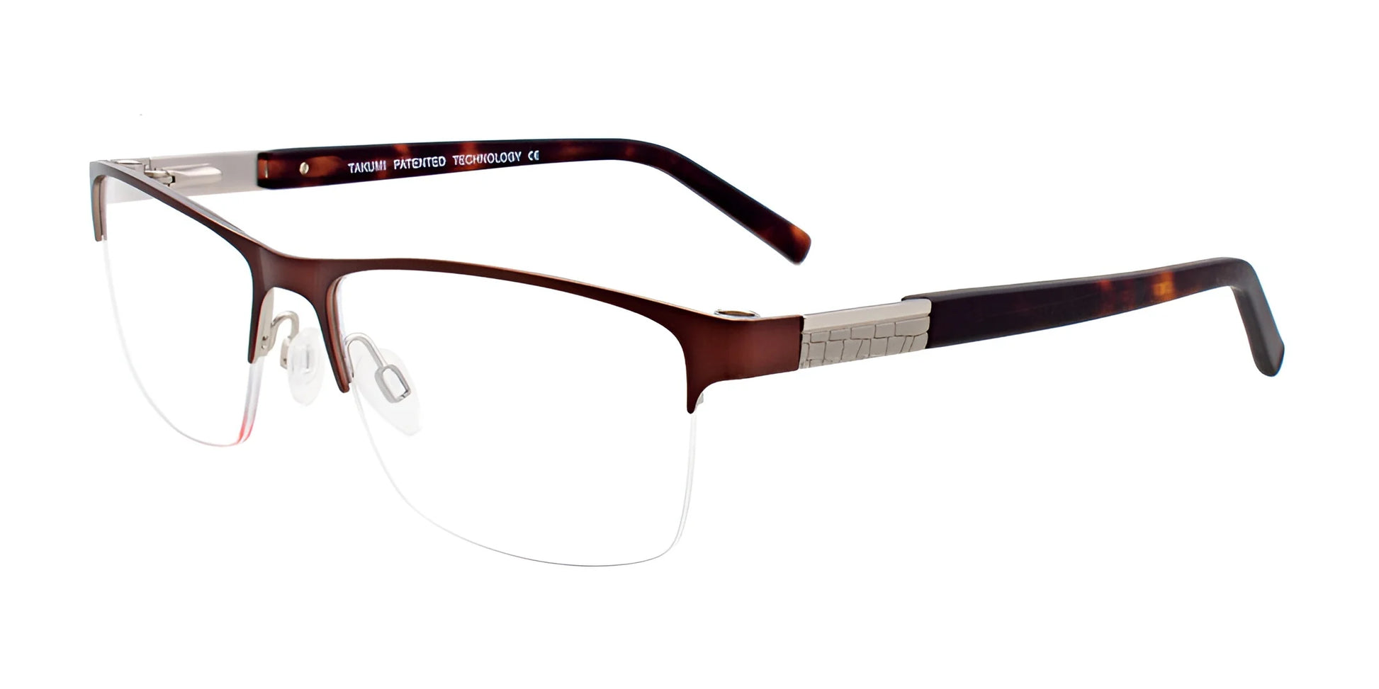 Takumi TK1046 Eyeglasses Satin Dark Brown & Steel