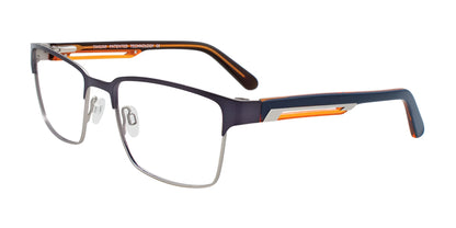 Takumi TK1047 Eyeglasses with Clip-on Sunglasses Satin Navy & Silver