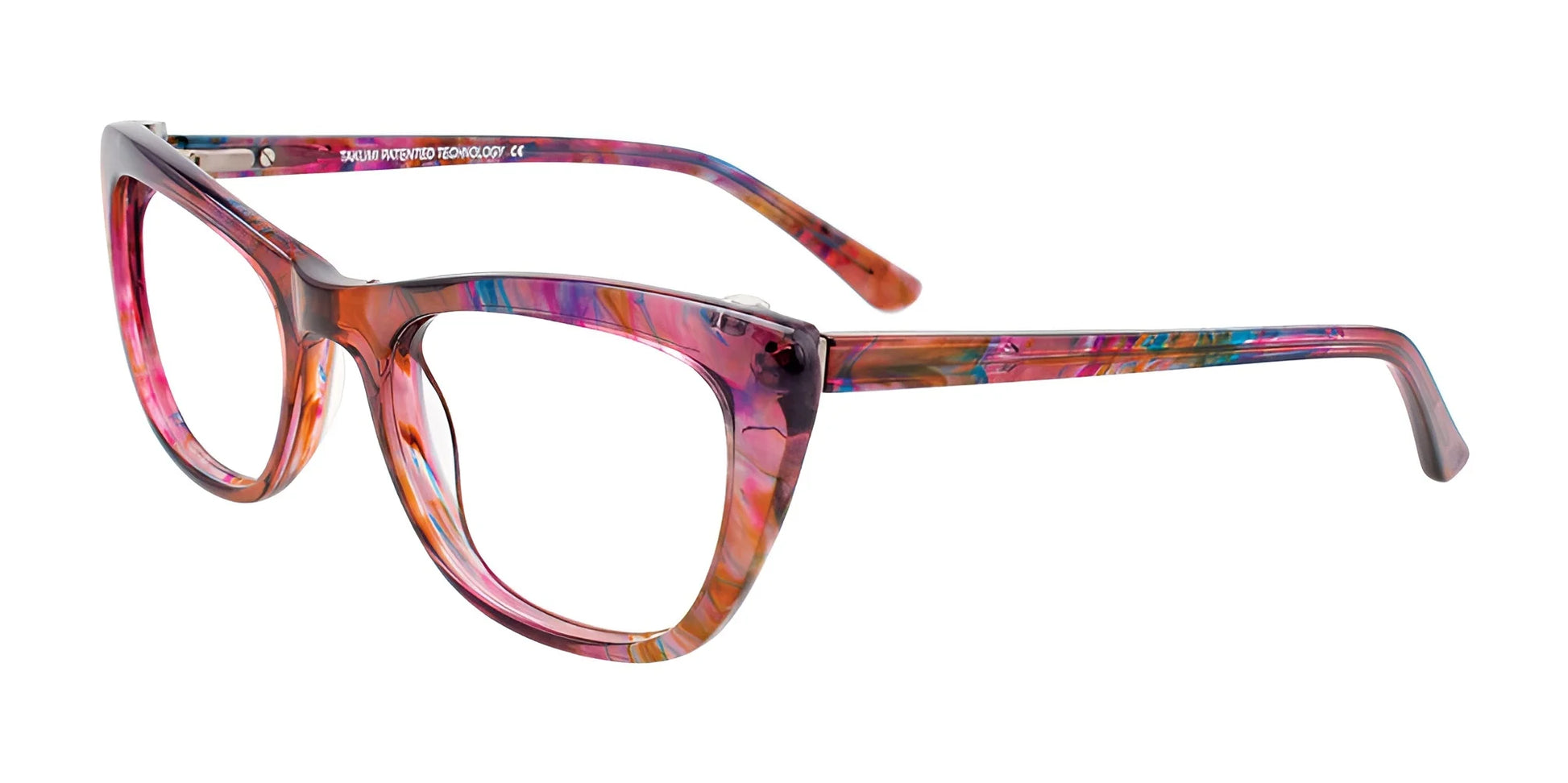 Takumi TK1050 Eyeglasses with Clip-on Sunglasses Marbled Crystal Pink