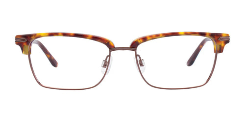 Takumi TK1052 Eyeglasses with Clip-on Sunglasses / Size 52 / Demi Amber & Dark Brown
