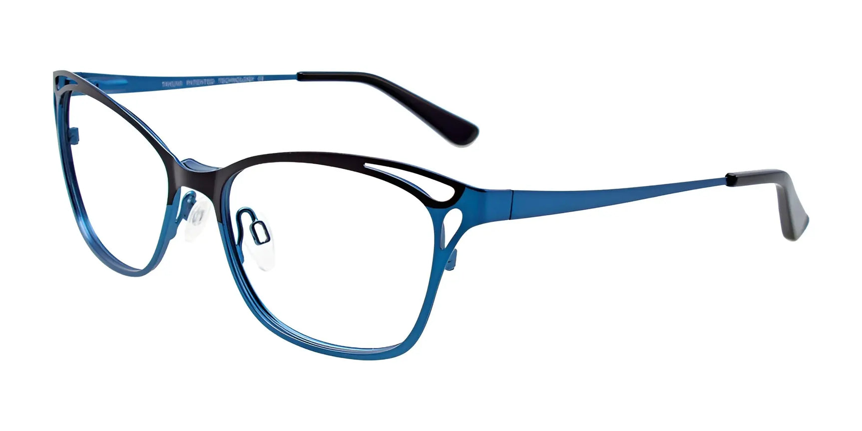 Takumi TK1058 Eyeglasses with Clip-on Sunglasses Satin Black & Blue