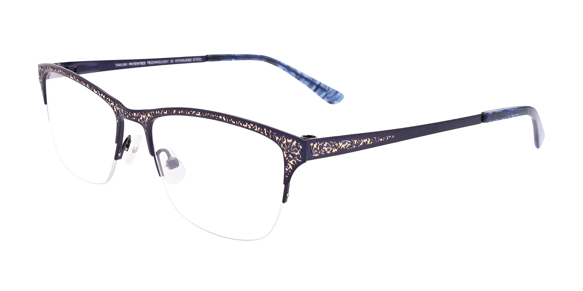 Takumi TK1065 Eyeglasses with Clip-on Sunglasses Matt Navy & Silver