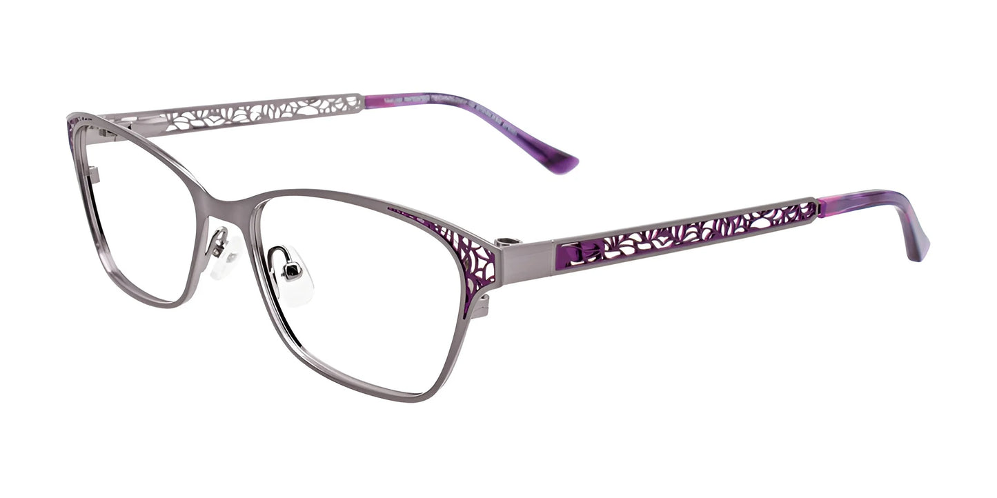 Takumi TK1073 Eyeglasses with Clip-on Sunglasses Shiny Grey & Purple