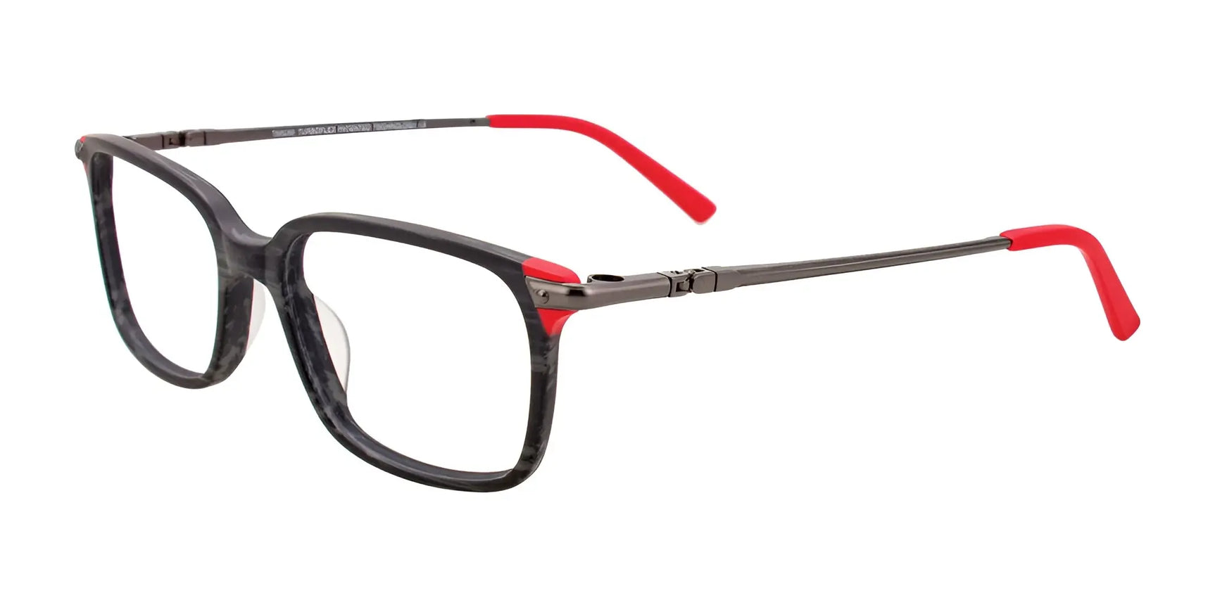 Takumi TK1079 Eyeglasses with Clip-on Sunglasses Black Marbled & Red