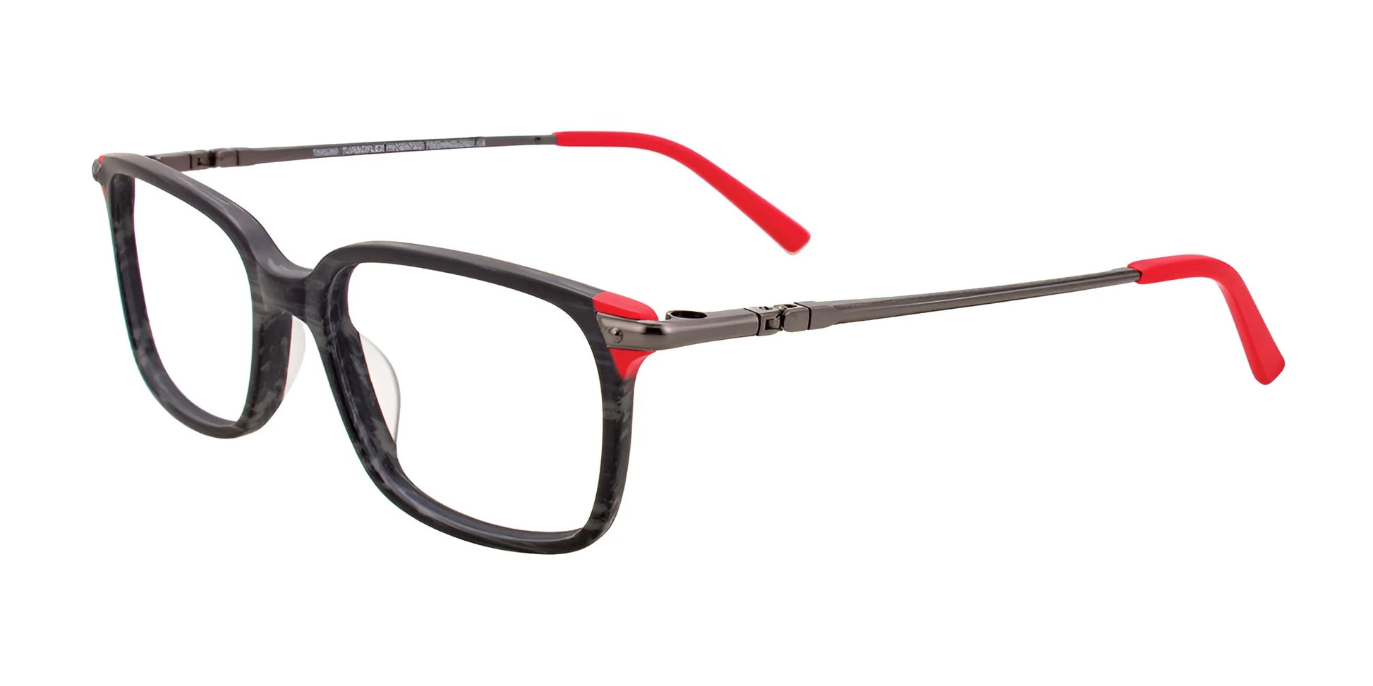 Takumi TK1079 Eyeglasses with Clip-on Sunglasses Black Marbled & Red
