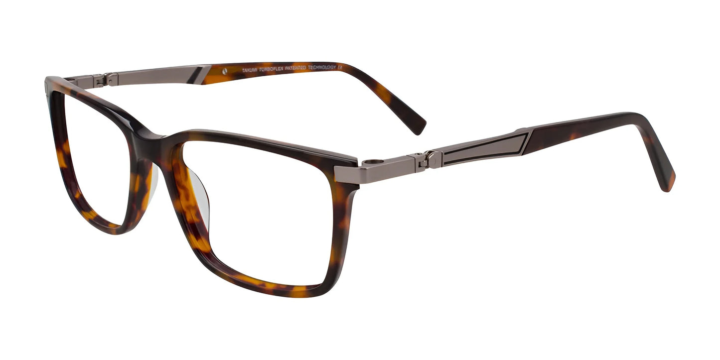Takumi TK1080 Eyeglasses with Clip-on Sunglasses Demi Amber & Steel