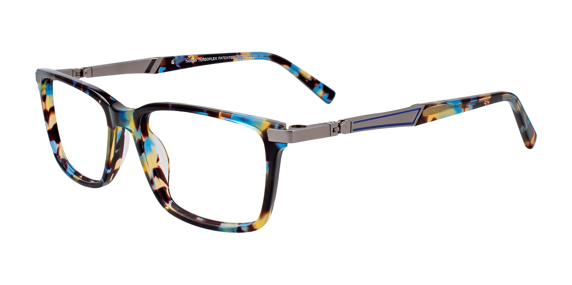 Takumi TK1080 Eyeglasses with Clip-on Sunglasses Demi Blue & Steel
