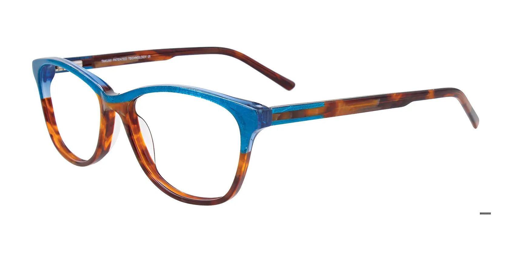 Takumi TK1084 Eyeglasses with Clip-on Sunglasses Brown Marbled & Blue