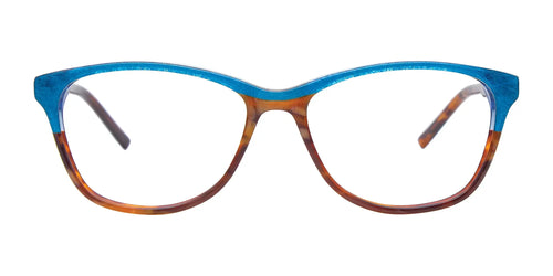 Takumi TK1084 Eyeglasses with Clip-on Sunglasses / Size 52 / Brown Marbled & Blue