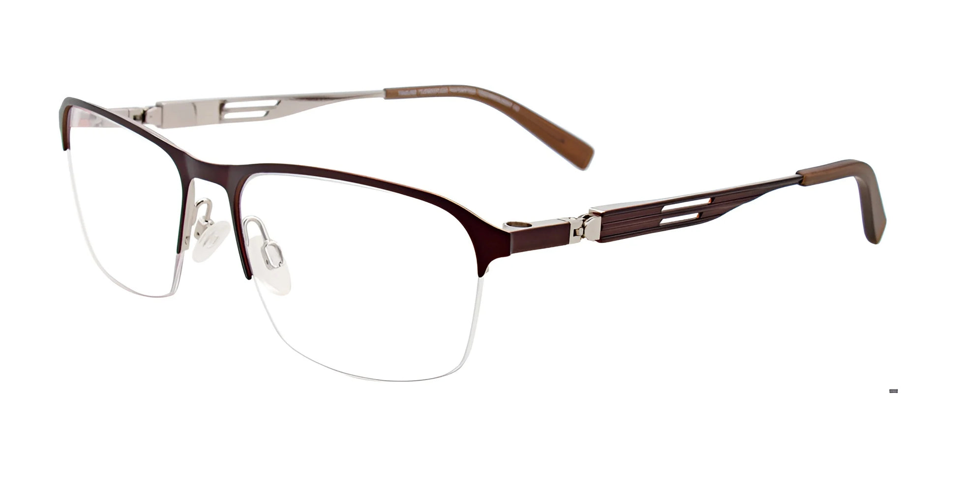 Takumi TK1086 Eyeglasses with Clip-on Sunglasses Matt Dark Brown & Shiny Silver