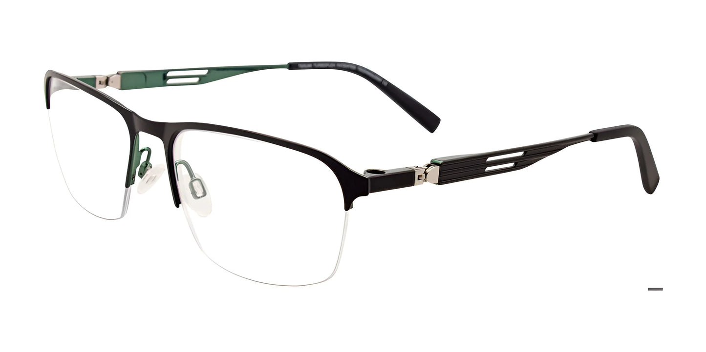 Takumi TK1086 Eyeglasses with Clip-on Sunglasses Matt Black & Shiny Dark Green