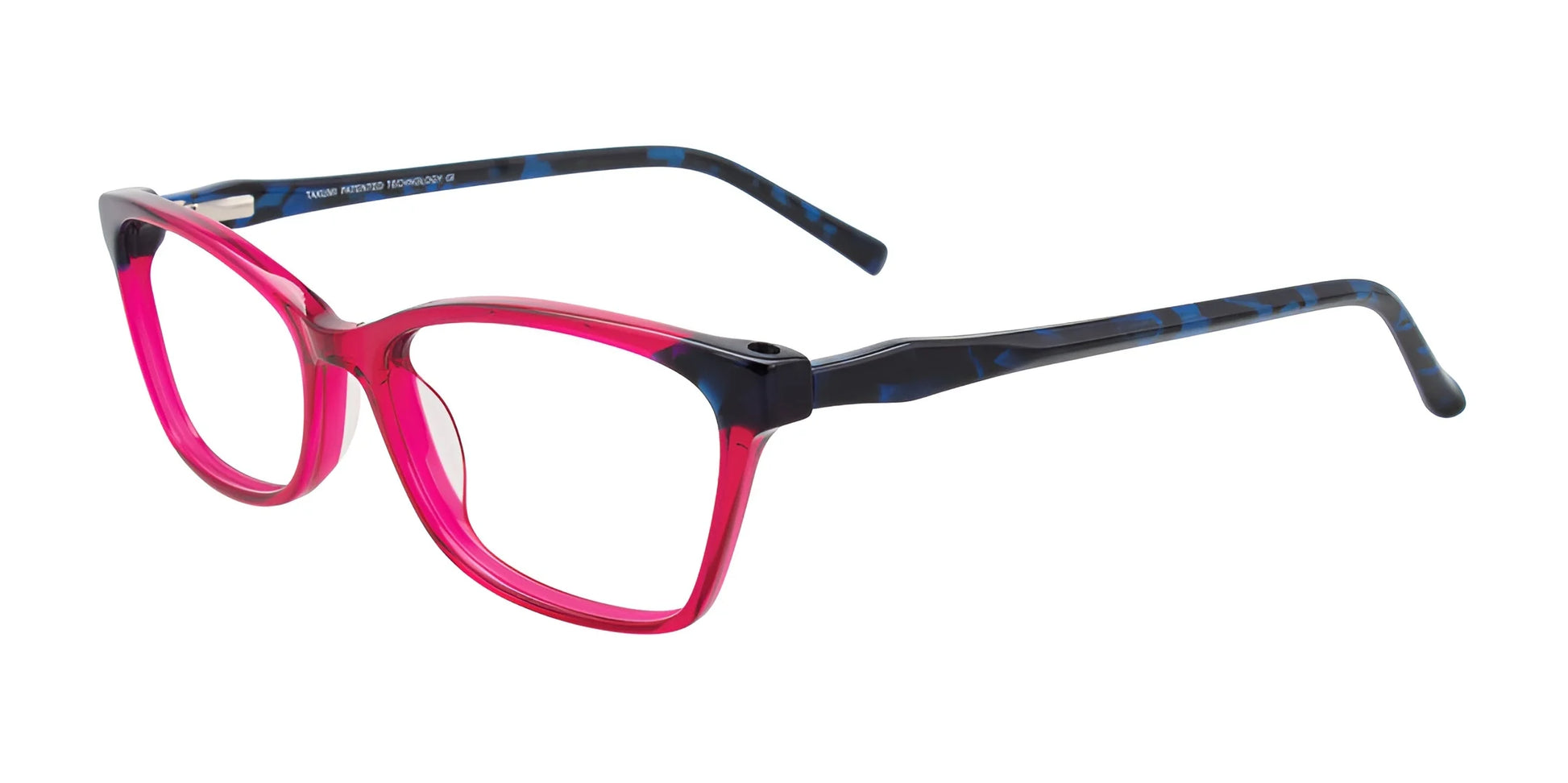 Takumi TK1088 Eyeglasses with Clip-on Sunglasses Dark Pink Crystal