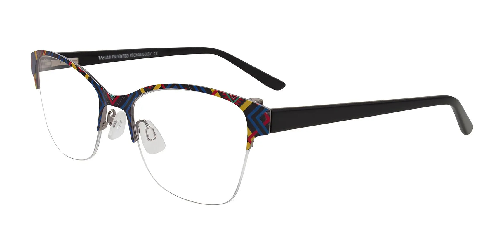 Takumi TK1089 Eyeglasses with Clip-on Sunglasses Blue & Yellow & Red & Black