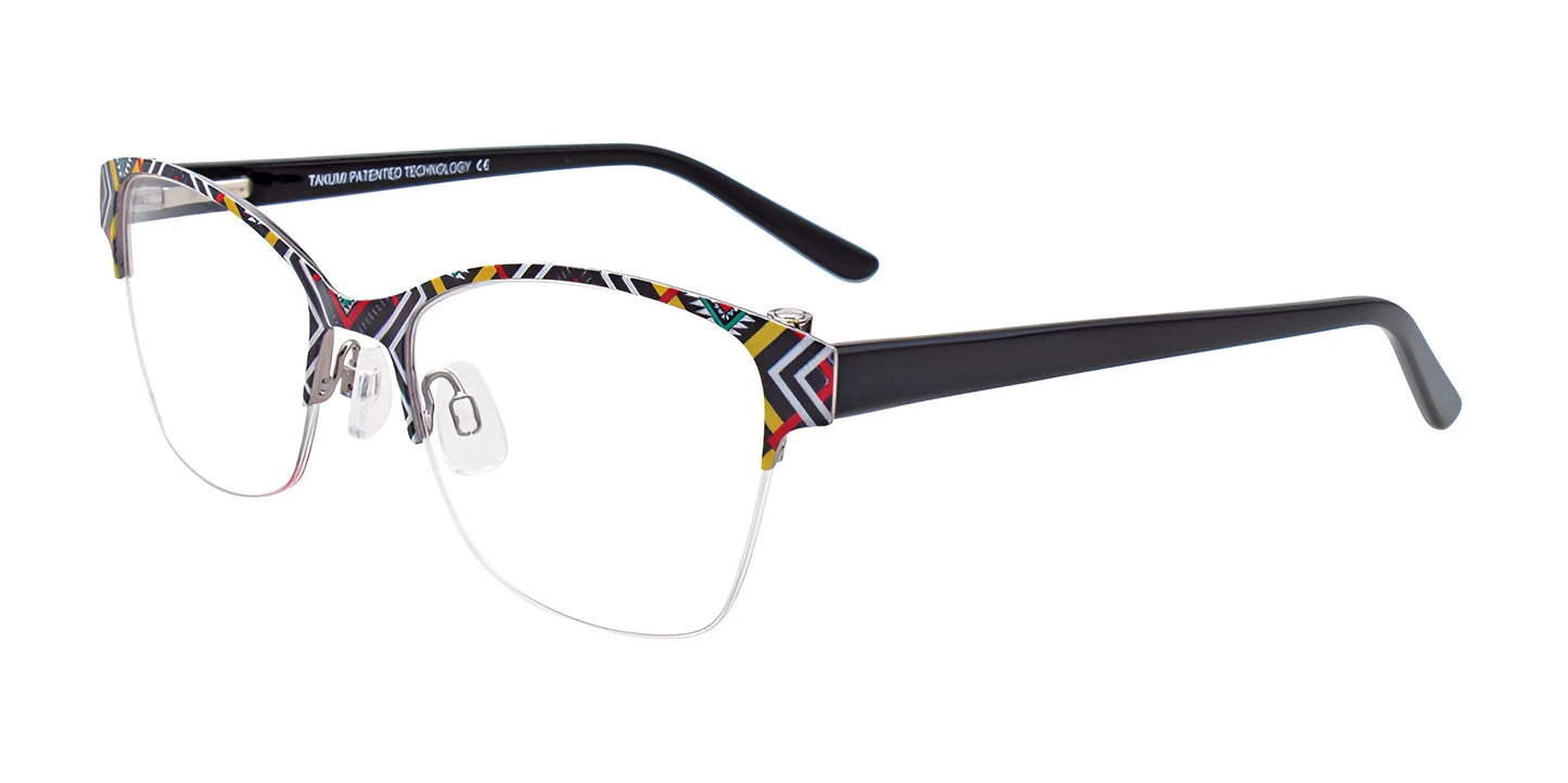 Takumi TK1089 Eyeglasses with Clip-on Sunglasses Black & White & Red & Yellow & Green