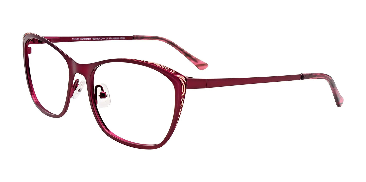 Takumi TK1090 Eyeglasses with Clip-on Sunglasses Satin Burgundy & Light Pink