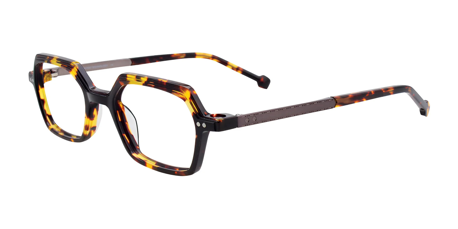 Takumi TK1096 Eyeglasses with Clip-on Sunglasses Demi Amber