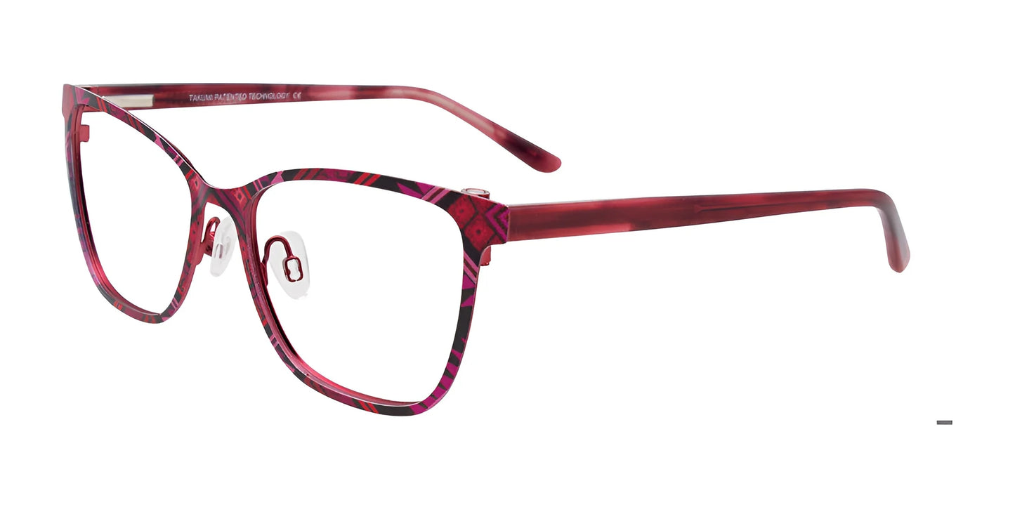 Takumi TK1097 Eyeglasses with Clip-on Sunglasses Red & Multi