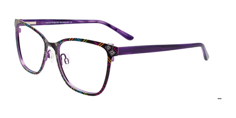 Takumi TK1097 Eyeglasses with Clip-on Sunglasses Purple & Multi