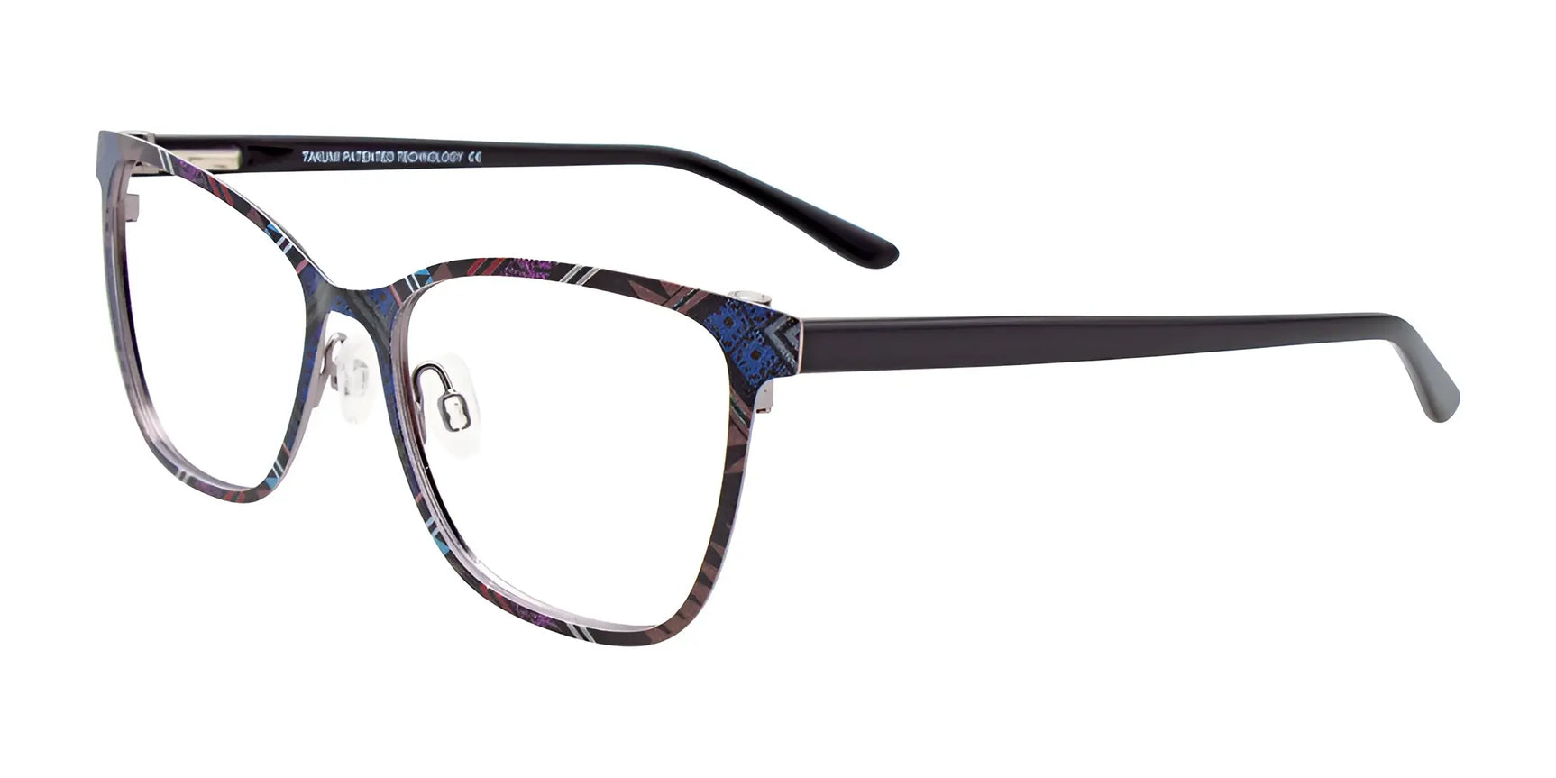 Takumi TK1097 Eyeglasses with Clip-on Sunglasses Black & Multi