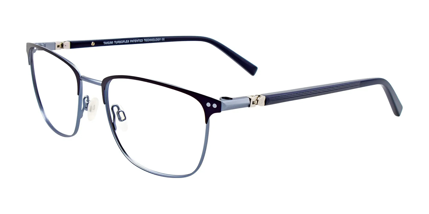 Takumi TK1101 Eyeglasses with Clip-on Sunglasses Matt Navy & Light Blue