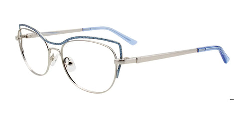 Takumi TK1103 Eyeglasses with Clip-on Sunglasses / Size 52 / Shiny Light Blue & Silver