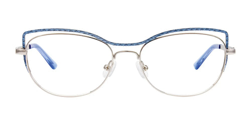 Takumi TK1103 Eyeglasses with Clip-on Sunglasses / Size 52 / Shiny Light Blue & Silver