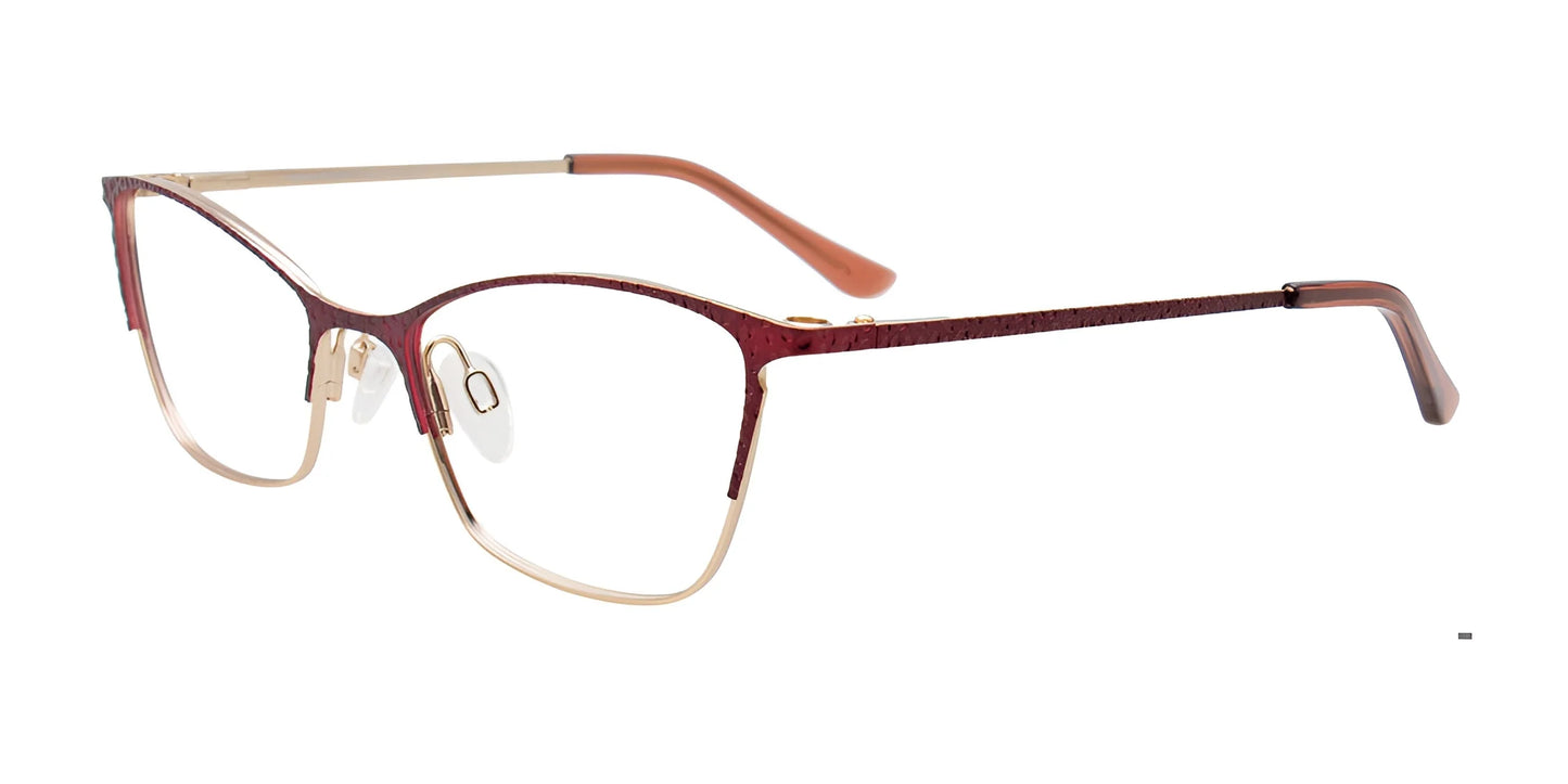Takumi TK1106 Eyeglasses with Clip-on Sunglasses Satin Dark Red & Gold