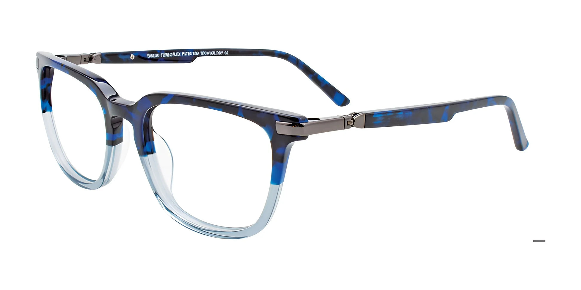 Takumi TK1108 Eyeglasses with Clip-on Sunglasses Demi Blue & Crystal Blue
