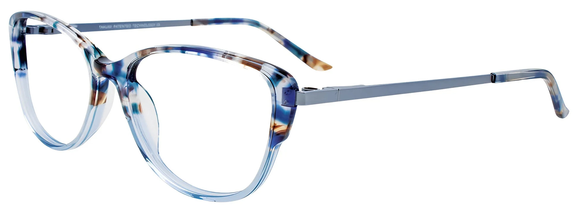 Takumi TK1111 Eyeglasses with Clip-on Sunglasses Crystal Blue & Blue Marbled