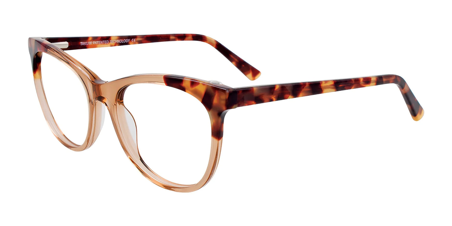 Takumi TK1112 Eyeglasses with Clip-on Sunglasses Light Brown Crystal & Demi Brown
