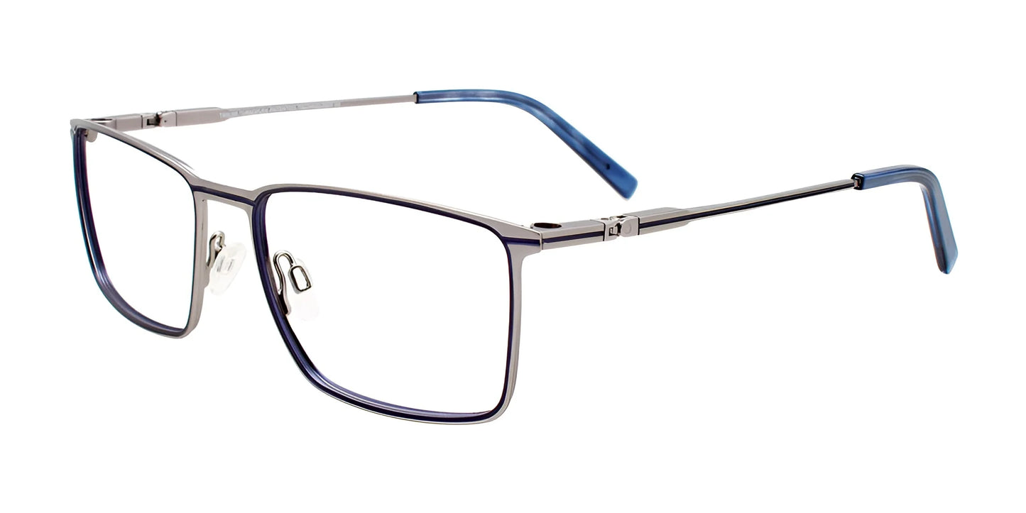 Takumi TK1115 Eyeglasses with Clip-on Sunglasses Matt Steel & Dark Blue