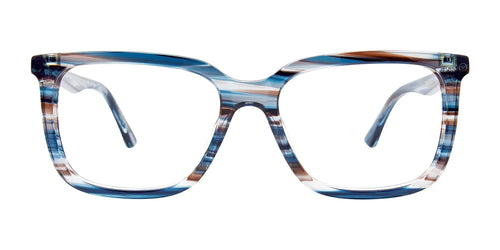 Takumi TK1116 Eyeglasses with Clip-on Sunglasses / Size 55 / Blue & Brown Marbled
