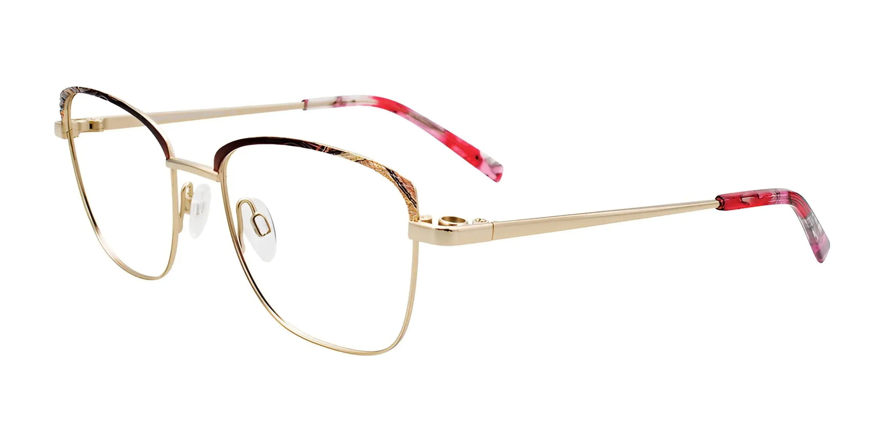 Takumi TK1118 Eyeglasses with Clip-on Sunglasses Burgundy & Shiny Gold